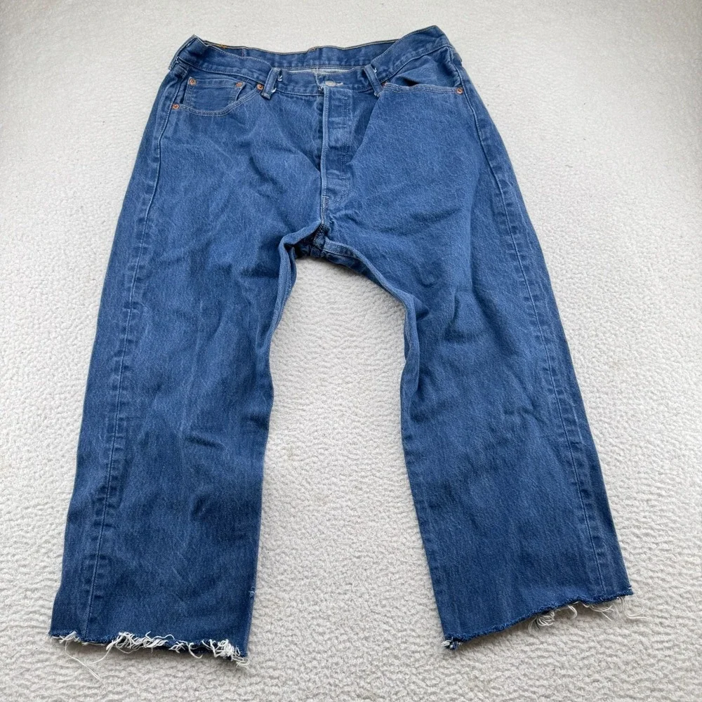 Y2K Levis 501XX Jeans Mens 36x30 (Fit 34x24) Chopped Blue Medium Wash Button Fly